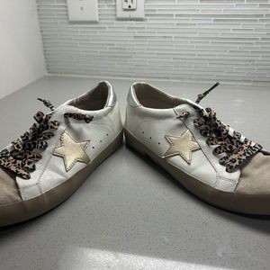 Shu shop white shoes with gold star size 5